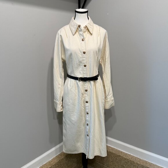 NWT Tory Burch Denim Shirt Dress Button-Down Midi Size 8 - Picture 1 of 8
